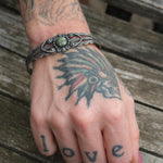 Vintage Sterling Turquoise Stamped Cuff