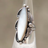 Vintage Sterling Mother Of Pearl Double Feather Ring 6
