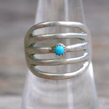 Vintage Sterling Turquoise Sandcast Ring 7.5