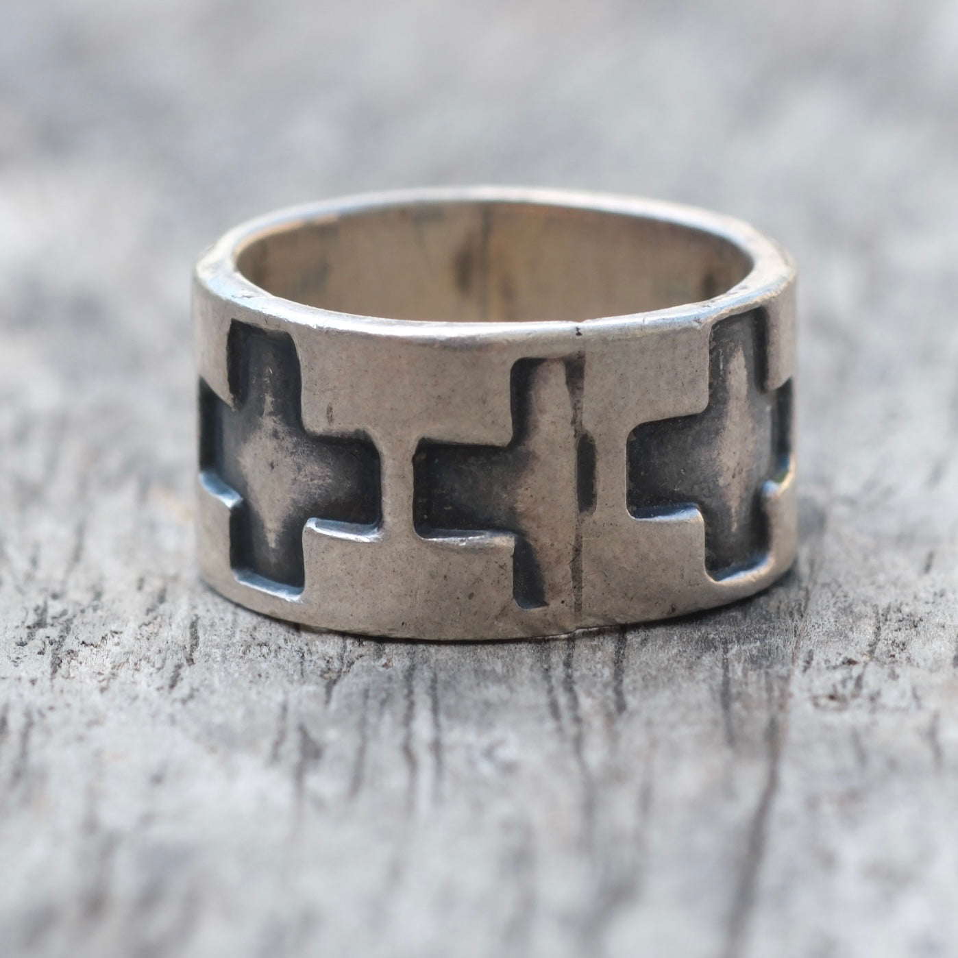 Vintage Sterling Silver Cross Band Ring 5.75