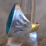 Vintage Sterling Turquoise Stamped V Ring 8.5