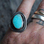 Vintage Sterling Turquoise Roper Ring 7