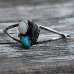 Vintage Sterling Turquoise and Mother Of Pearl Cuff