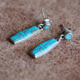 Vintage Sterling Turquoise Inlay Drop Earrings