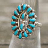 Vintage Sterling Turquoise Cluster Ring 6.5
