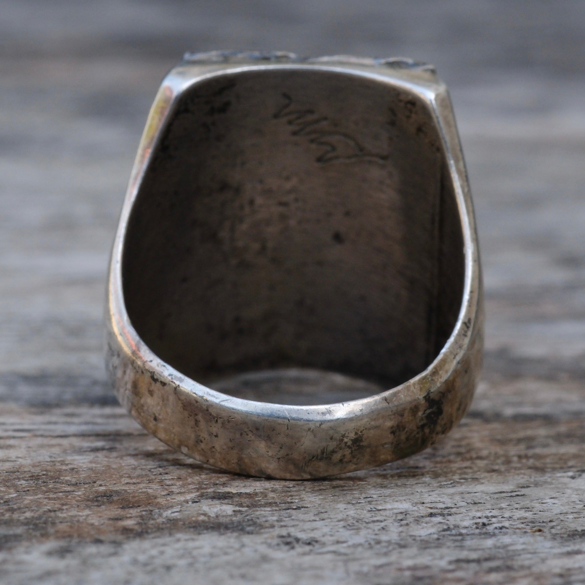 Vintage Sterling turquoise and Onyx Inlay Ring 11