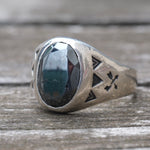Vintage Sterling Hematite Stamped Arrows Ring 11.25