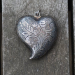 Vintage Sterling Engraved Heart Pendant