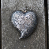 Vintage Sterling Engraved Heart Pendant