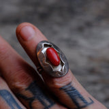 Vintage Sterling Coral Shadowbox Ring 4