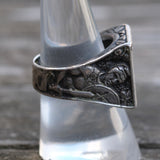 Vintage Sterling Silver Lion Crest Signet Ring 8.75