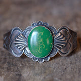 Vintage Sterling Stamped Turquoise Maisel's Trading Post Cuff Bracelet 6.75"