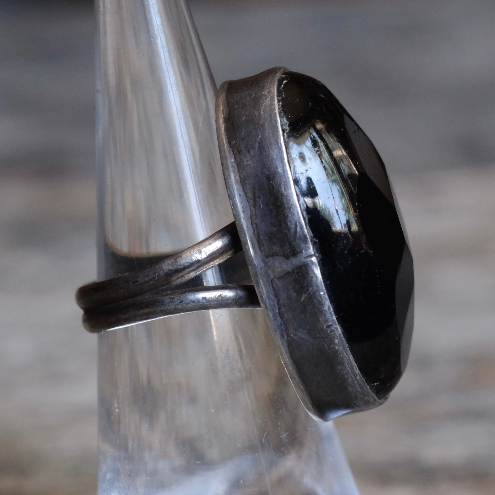 Vintage Sterling Faceted Stone Ring 4.75