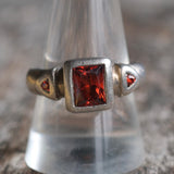 Vintage Sterling Red Glass Ring 10.25