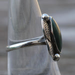 Vintage Sterling Malachite Feather Ring 6.25