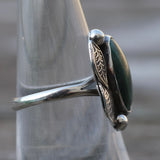 Vintage Sterling Malachite Feather Ring 6.25