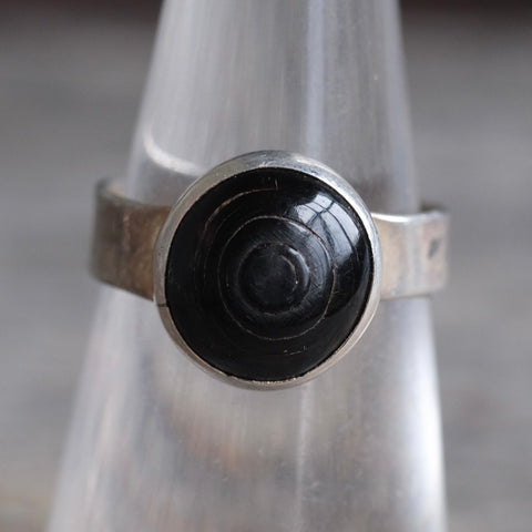 Vintage Sterling Black Stone Ring 5.5