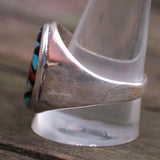 Vintage Sterling Zuni Inlay Ring 11.5