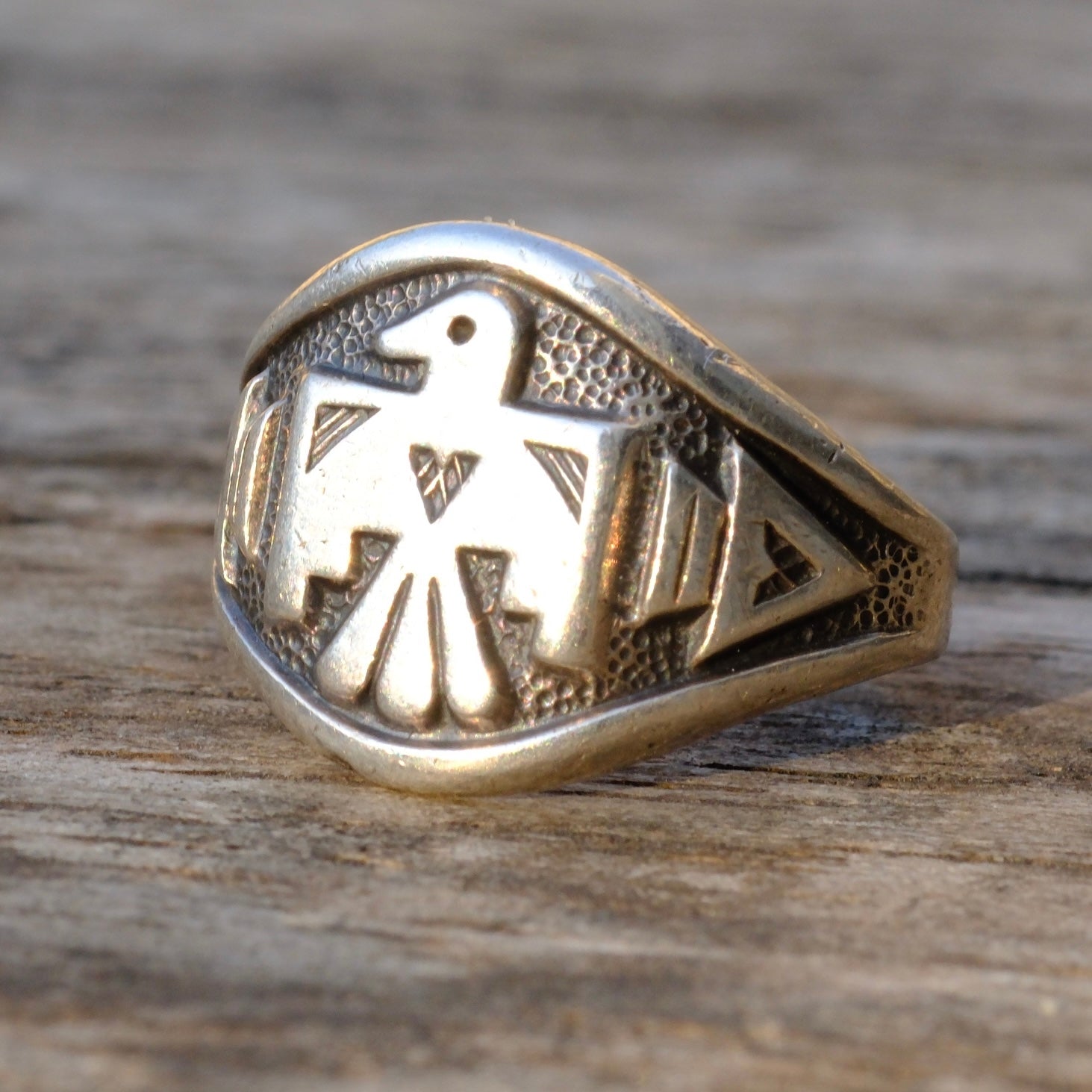 Vintage Sterling Silver Bells Trading Post Thunderbird Ring 5.5