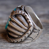 RARE Vintage Sterling Turquoise Snake Ring 8