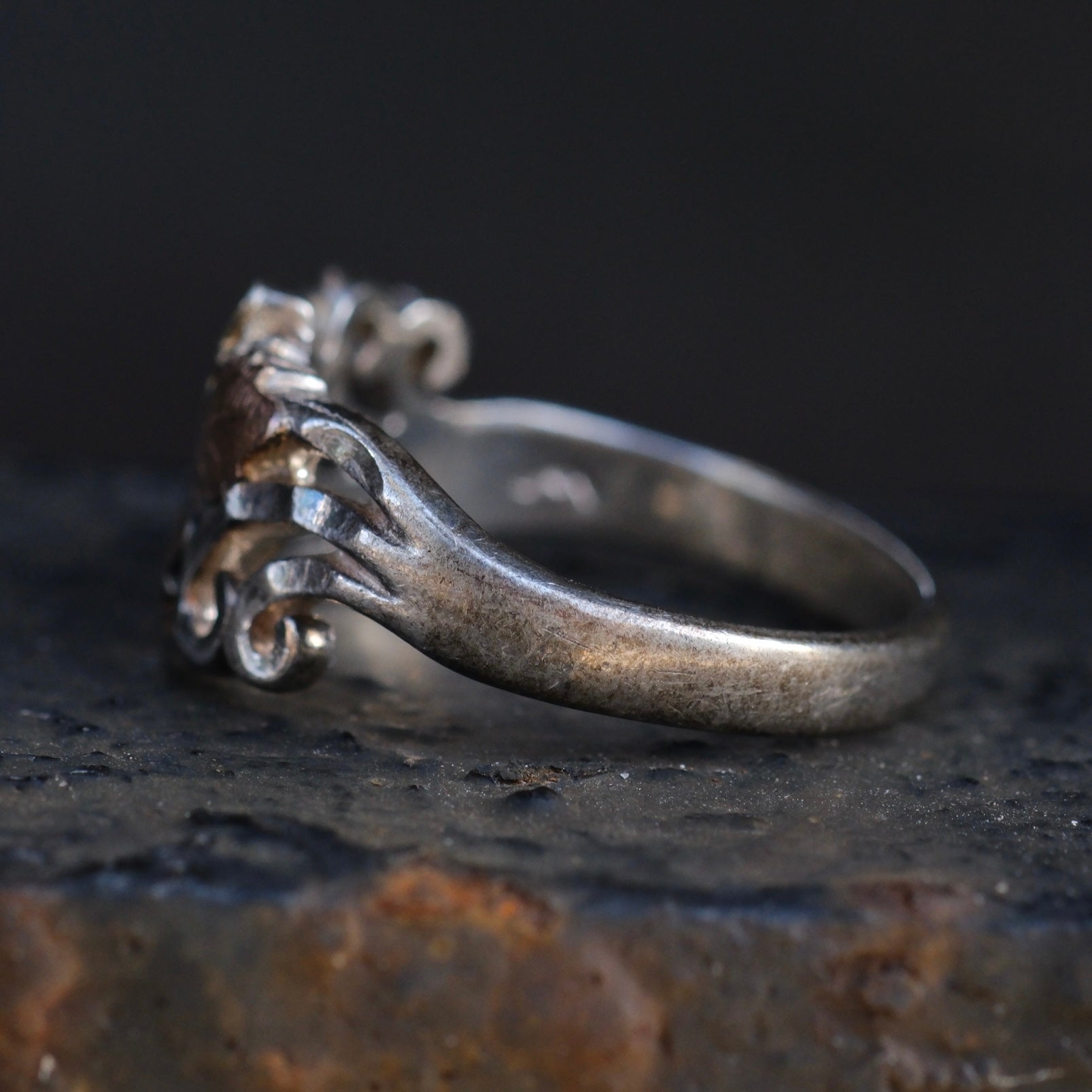 Vintage Sterling and Gold Leaf Ring 5.75