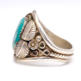 Vintage Sterling Turquoise Feather Ring 10.5