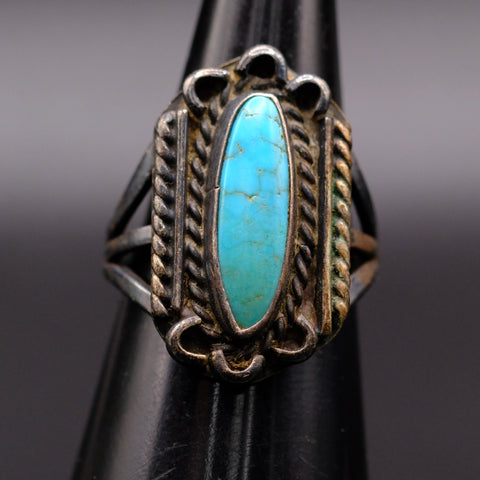 Vintage Sterling Turquoise Ring 5.75