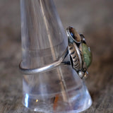 Vintage Sterling Green Jasper Feather Ring 10