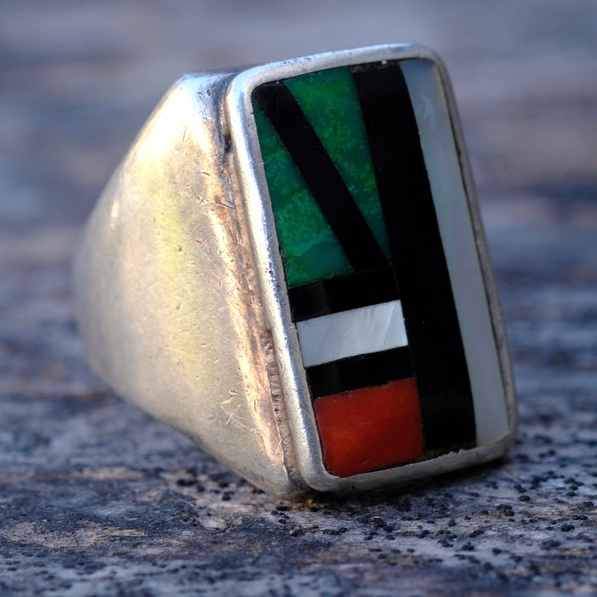 Vintage Sterling Zuni Inlay Ring 11