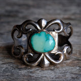 HEAVY Vintage Sterling Cerrillos Turquoise Sandcast Cuff