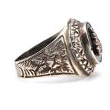 Vintage Sterling Floral and Anchor Signet Ring 8.5