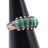 Vintage Sterling Petit Point Turquoise Ring 6.75