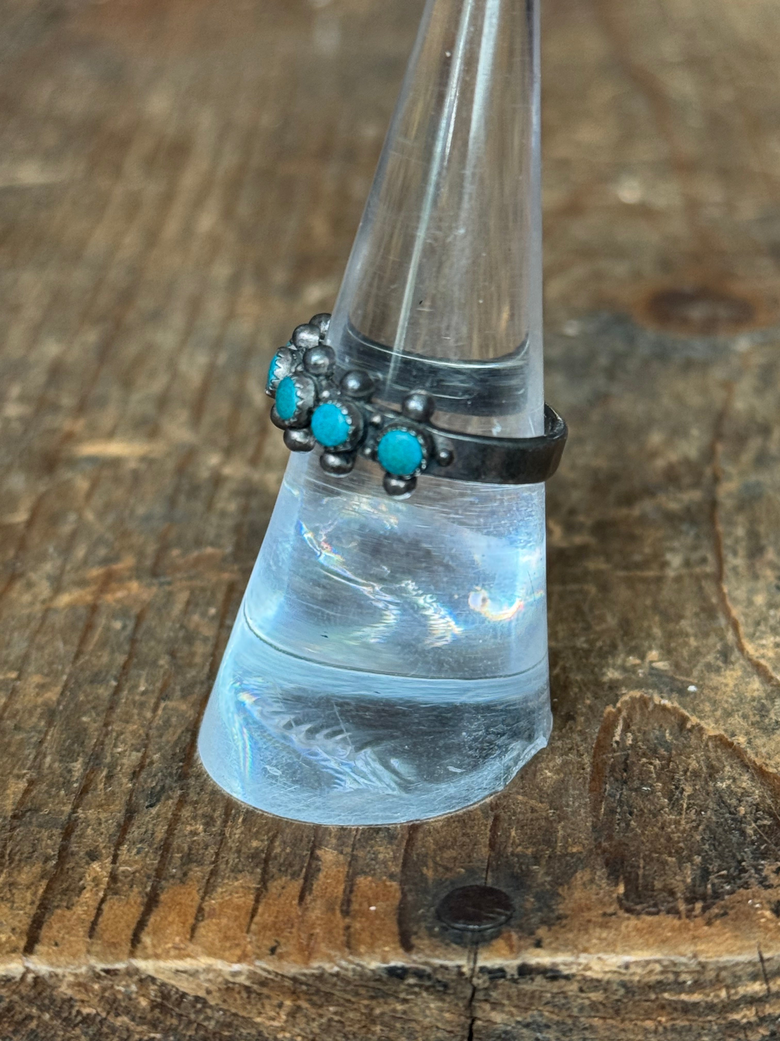 Vintage Sterling Silver Turquoise Snake Eye Band 6.75