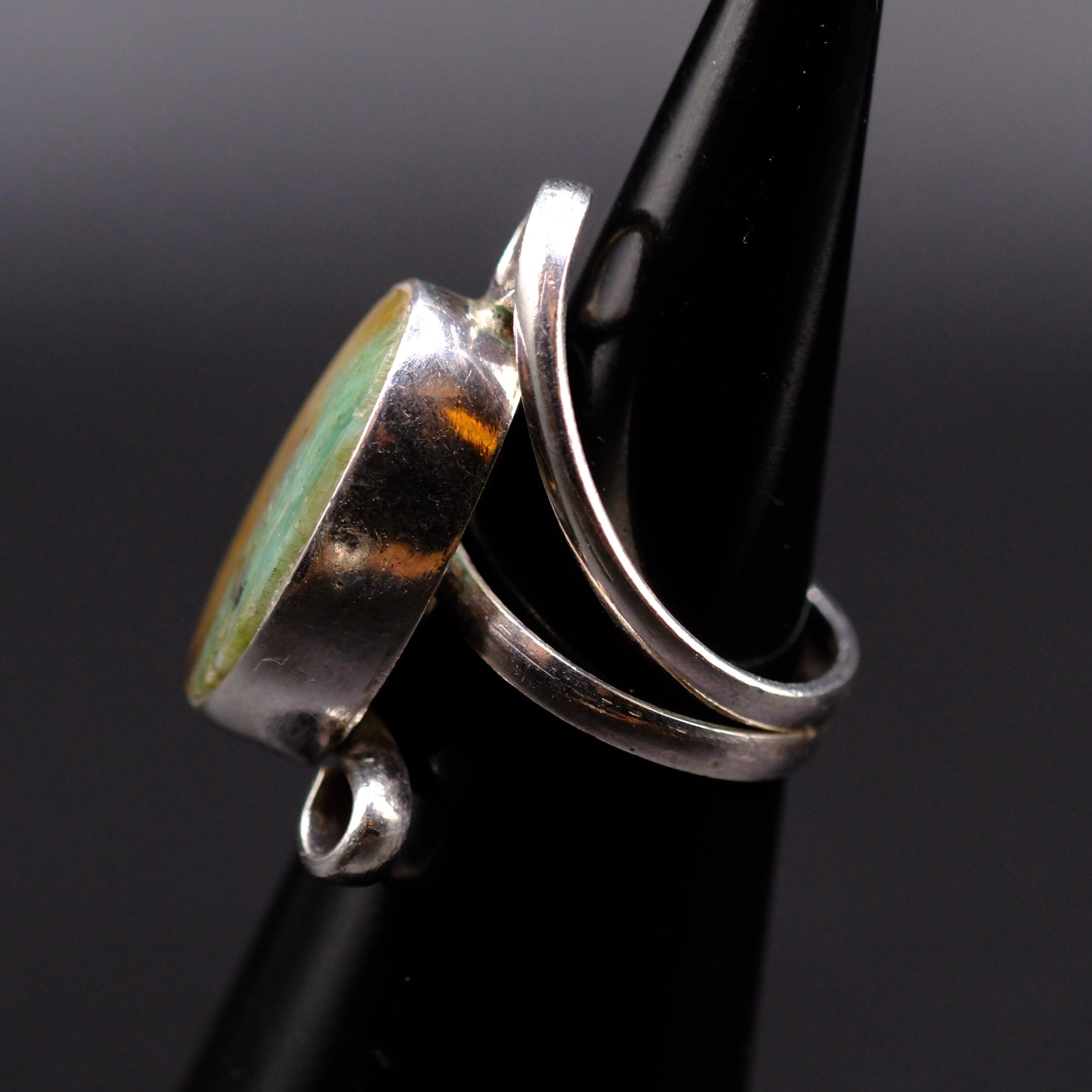 Vintage Sterling Agate Ring 4.25