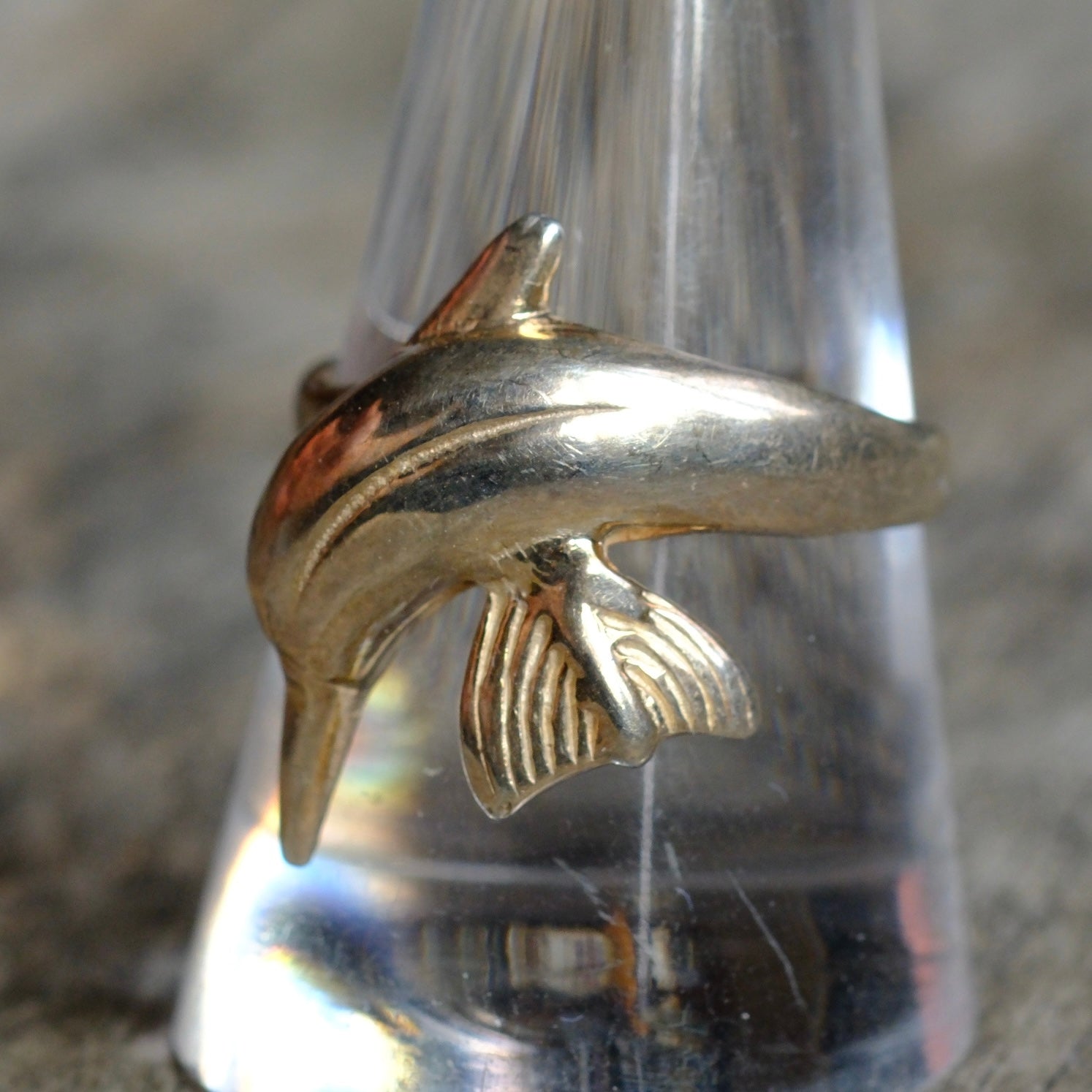 Vintage Sterling Silver Dolphin Ring 9