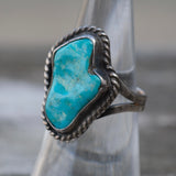 Vintage Sterling Turquoise Roper Ring 6