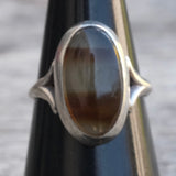 Vintage Sterling Agate Ring 7.5