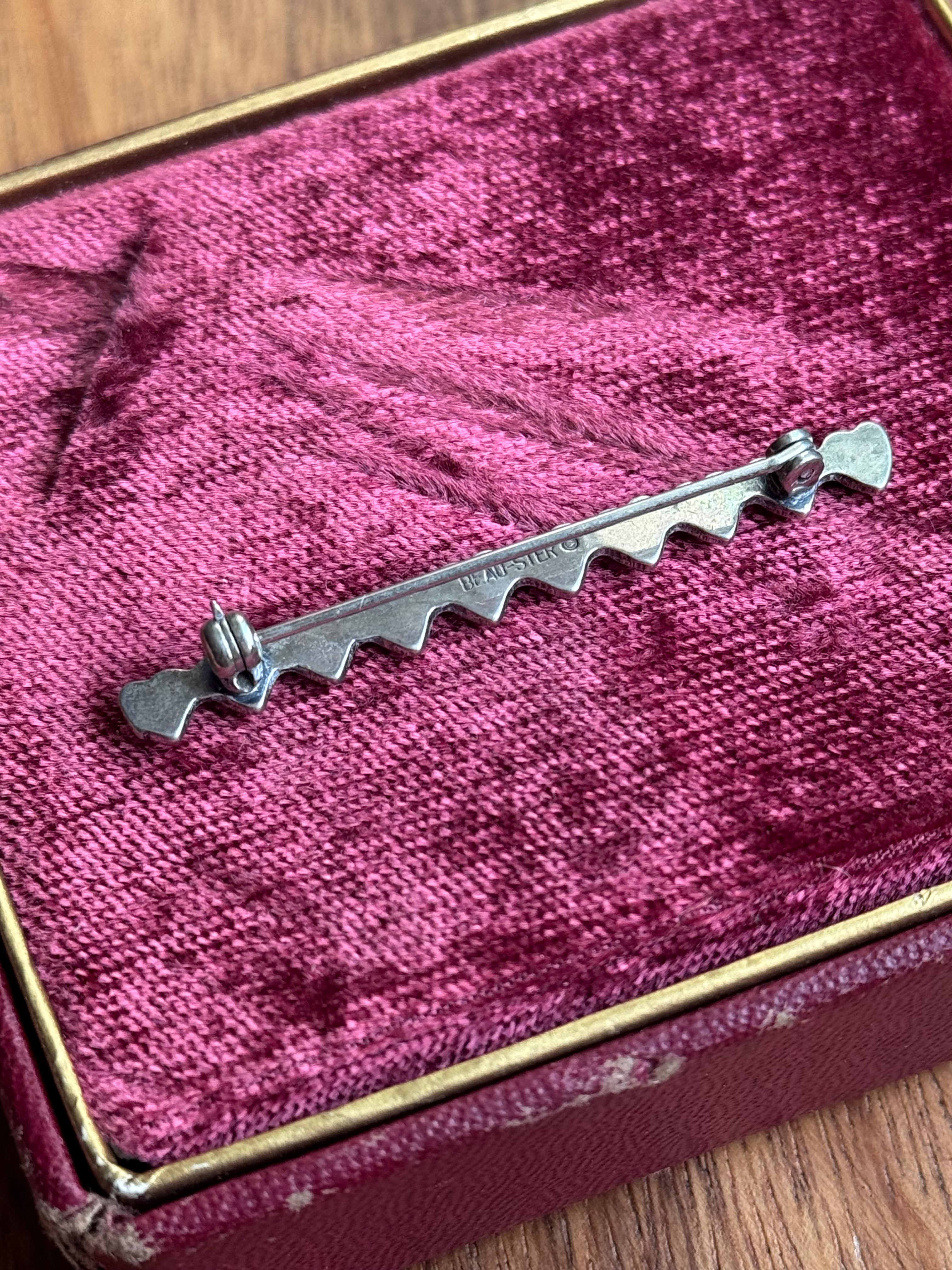 Vintage Sterling Silver String of Hearts Pin