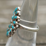 Vintage Sterling Turquoise Cluster Ring 6.25