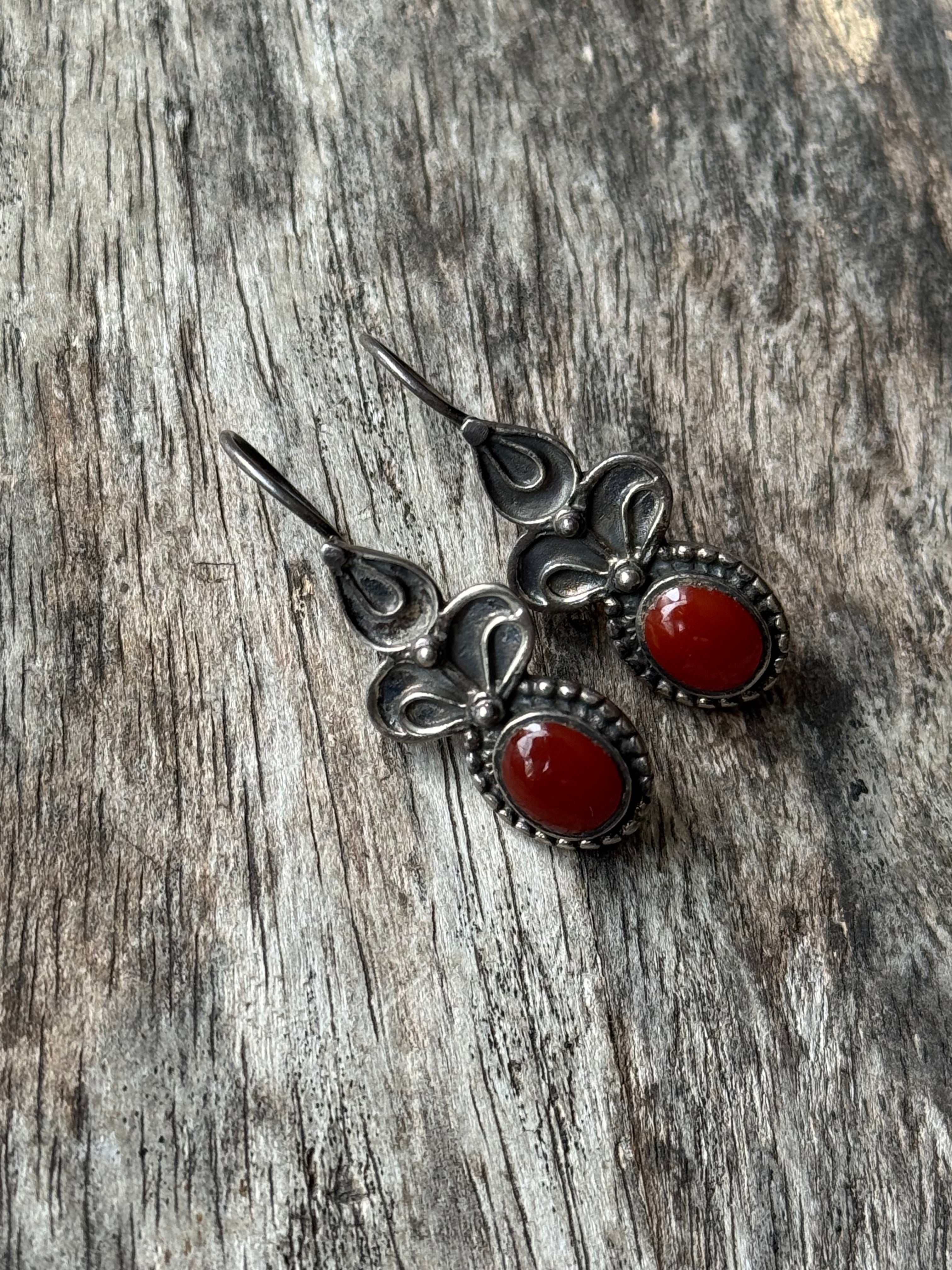 Vintage Sterling Silver Carnelian Earrings