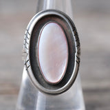 Vintage Sterling Mother Of Pearl Ring 7.25