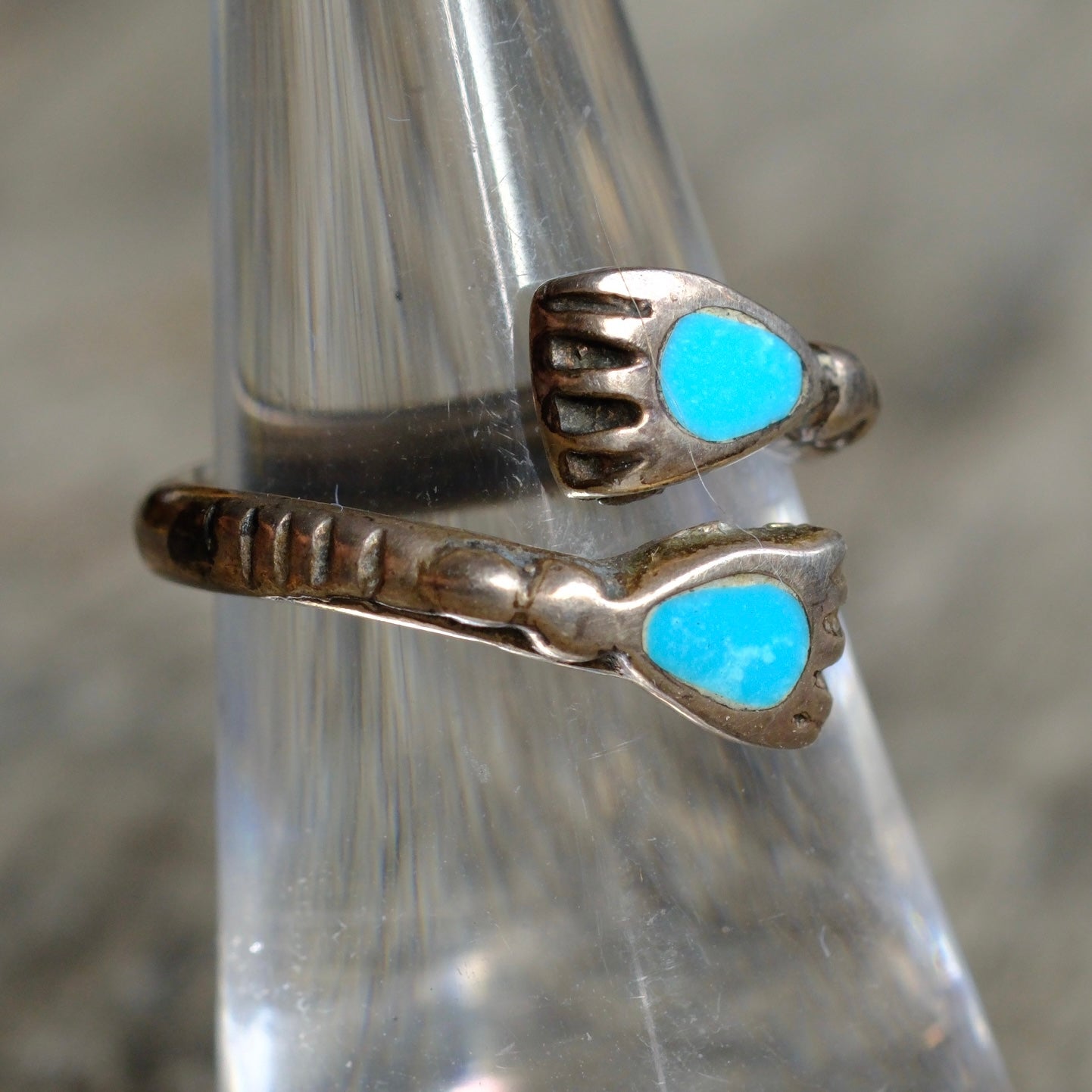 Vintage Sterling Turquoise Hug Ring 5.75