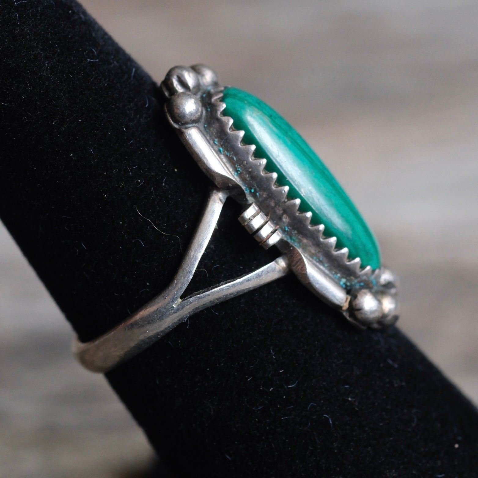Vintage Sterling Malachite Ring 6