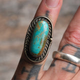 Vintage Sterling Turquoise Roper Ring 3