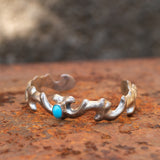 Vintage Sterling Turquoise Sand Cast Cuff
