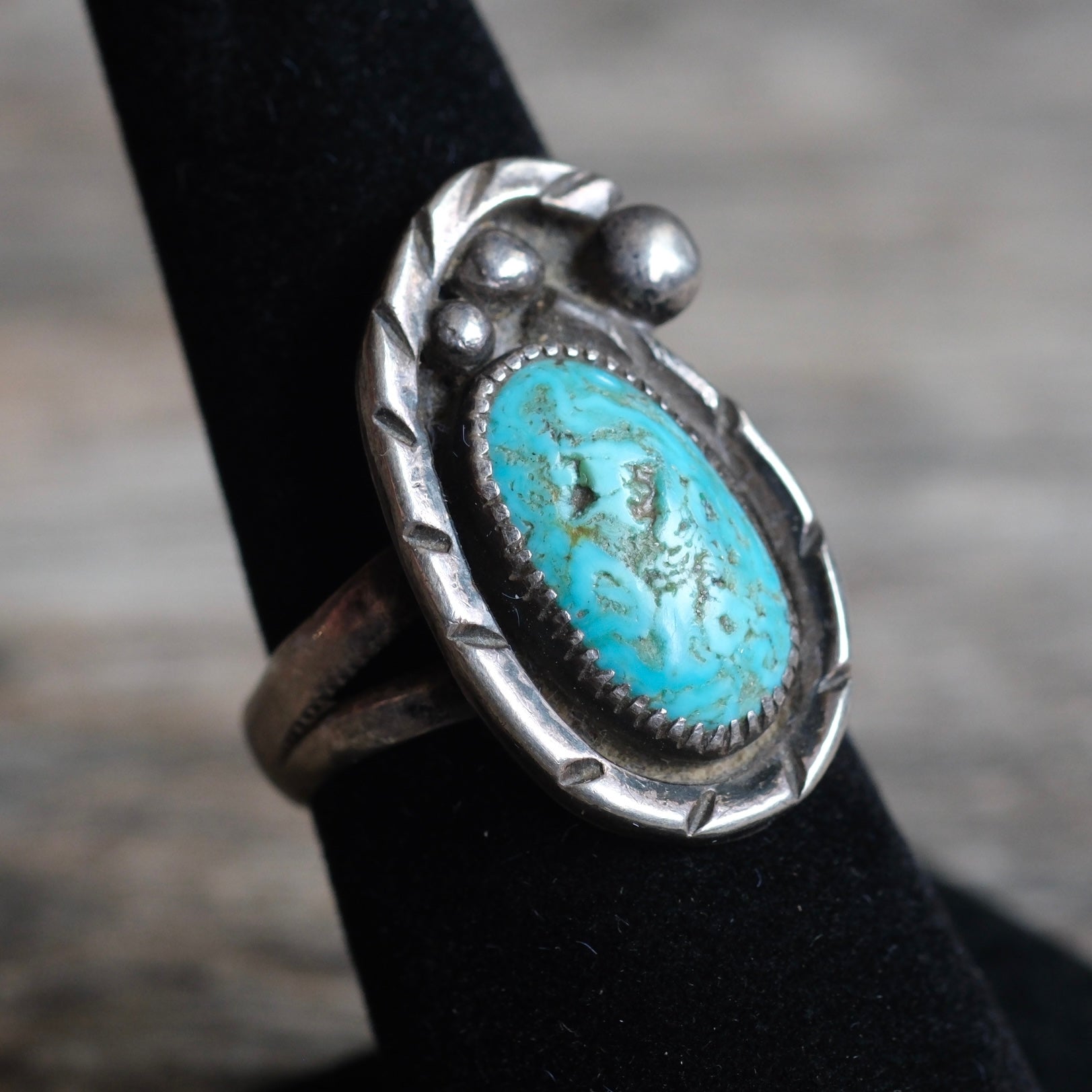 Vintage Sterling Turquoise Ring 7.25