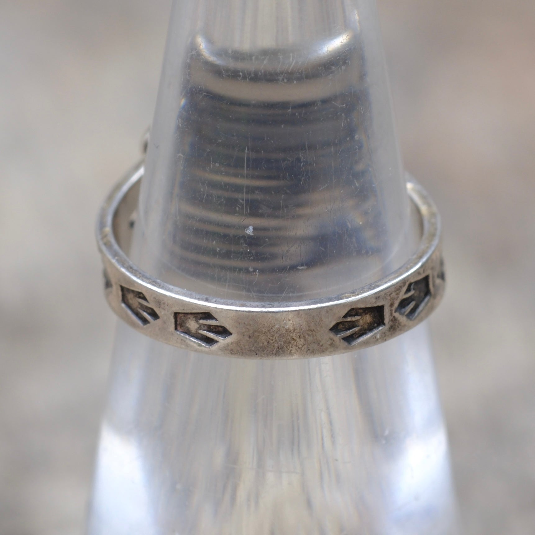 Vintage Sterling Turquoise Stamped Band Ring 5.25