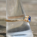 Vintage 14K Yellow Gold, Blue Spinel & Cubic Zirconia Ring 9.5