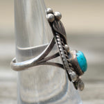 Vintage Sterling Turquoise Feather Ring 7.75