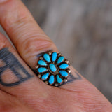 Vintage Sterling Turquoise Cluster Ring 6